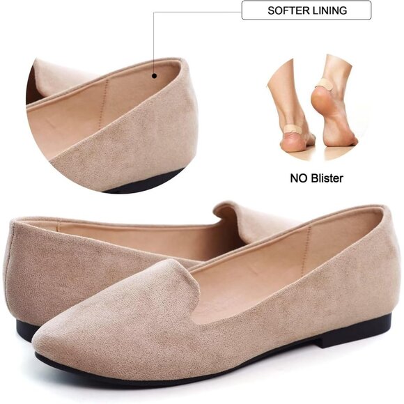 Women's Comfortable Round Toe Khaki Flats Fashion Ballet Dressy Loafers Shoes - Picture 4 of 6